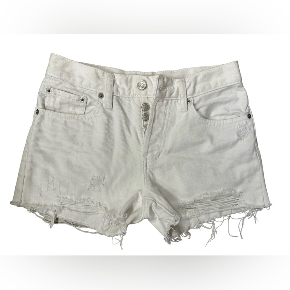 We The Free - Distressed White Jean Shorts